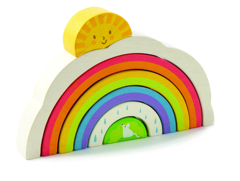Stackable Rainbow wooden toy. BrightMinds